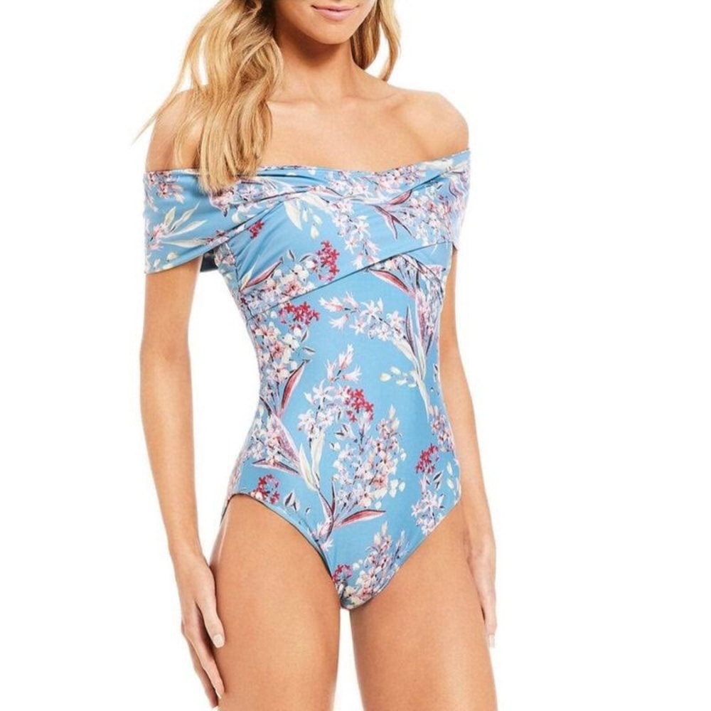 ANTONIO MELANI Blue Floral One-Piece Swimsuit